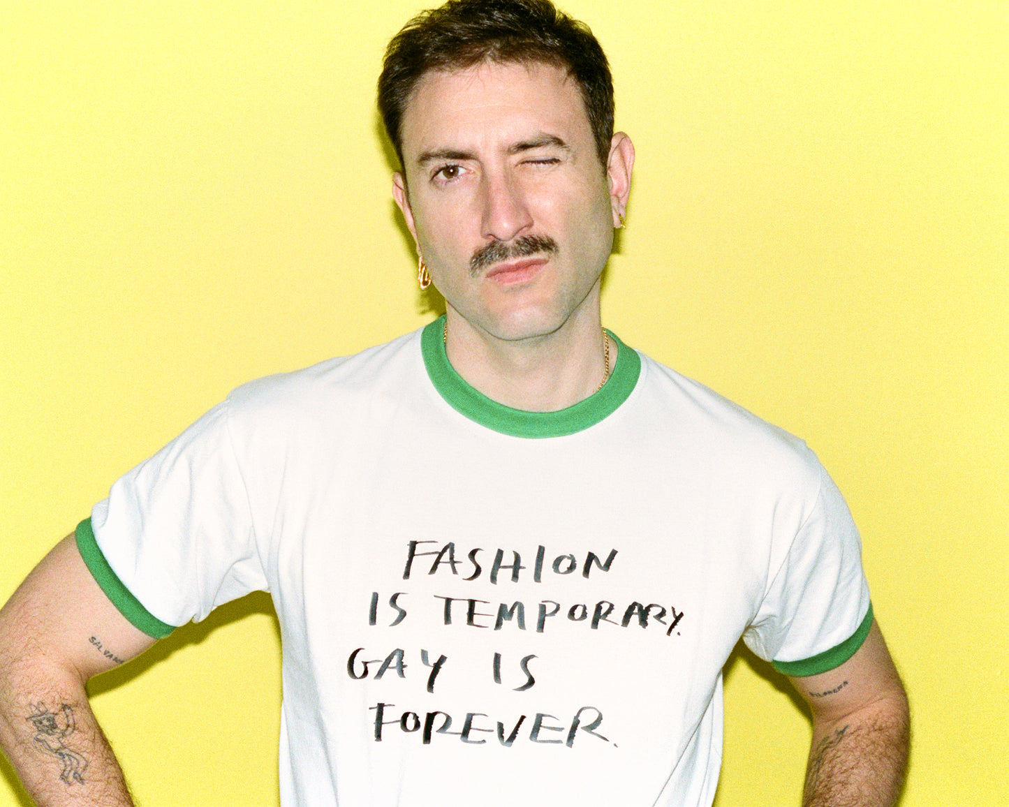 FASHION IS TEMPORARY, GAY IS FOREVER - RINGER T-SHIRT
