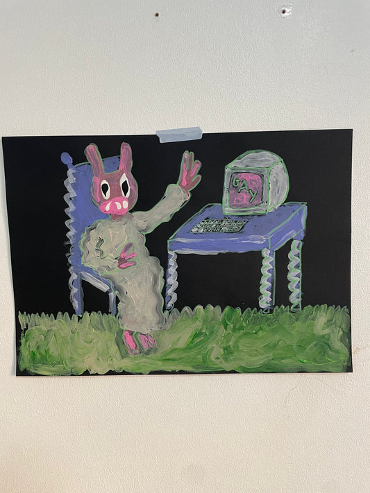 A RABBIT SHOWING HIS WORK